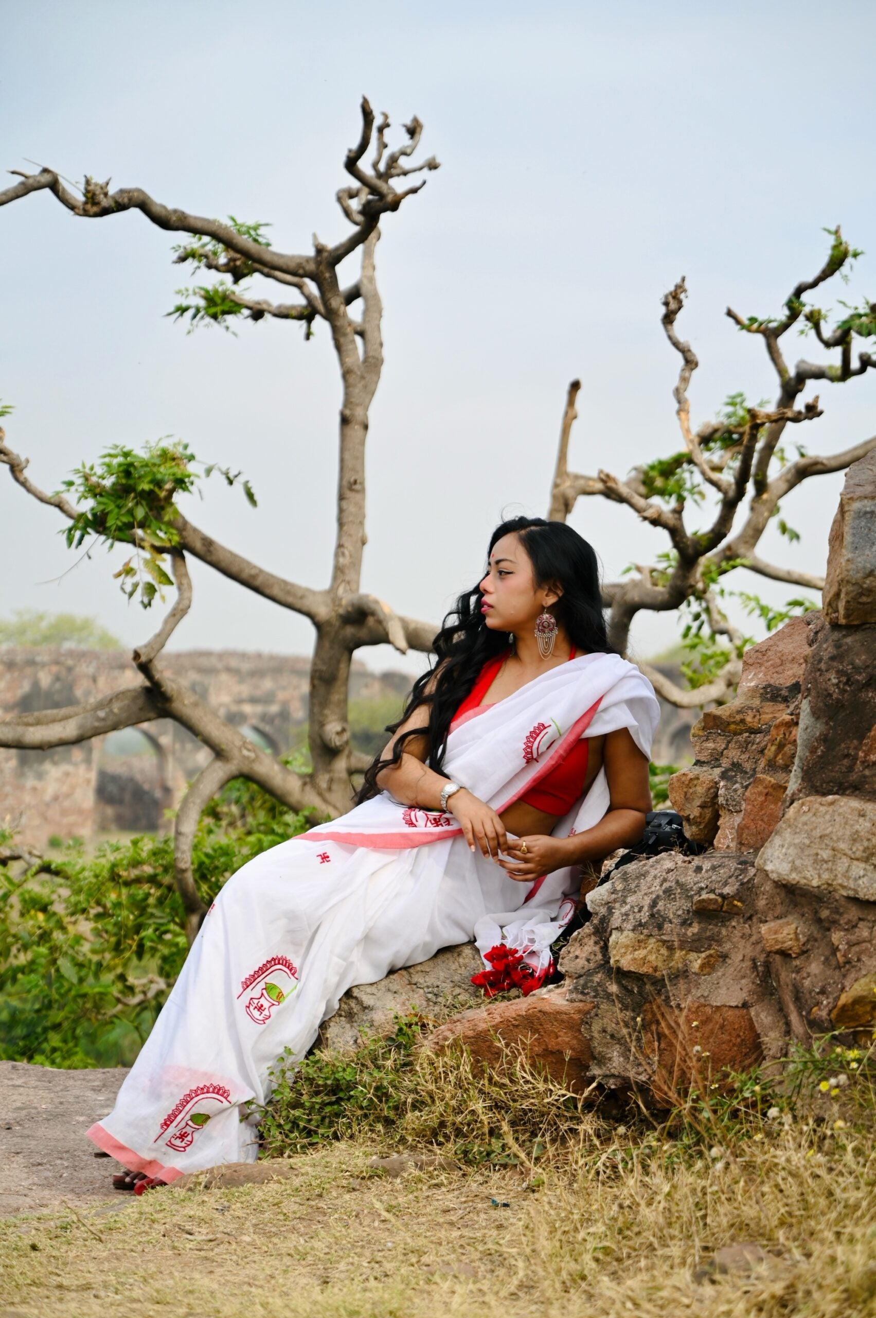 Saree of Sanctity – Handloom Linen Saree - Kozylook